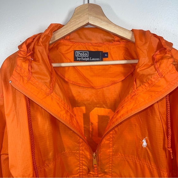 Vintage Ralph Lauren polo orange 1/4 zip windbreaker XL made in the USA - Picture 3 of 10